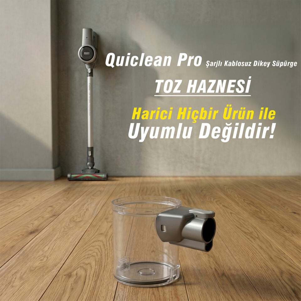 Quiclean Pro Şarjlı Kablosuz Dikey Süpürge - Toz Haznesi
