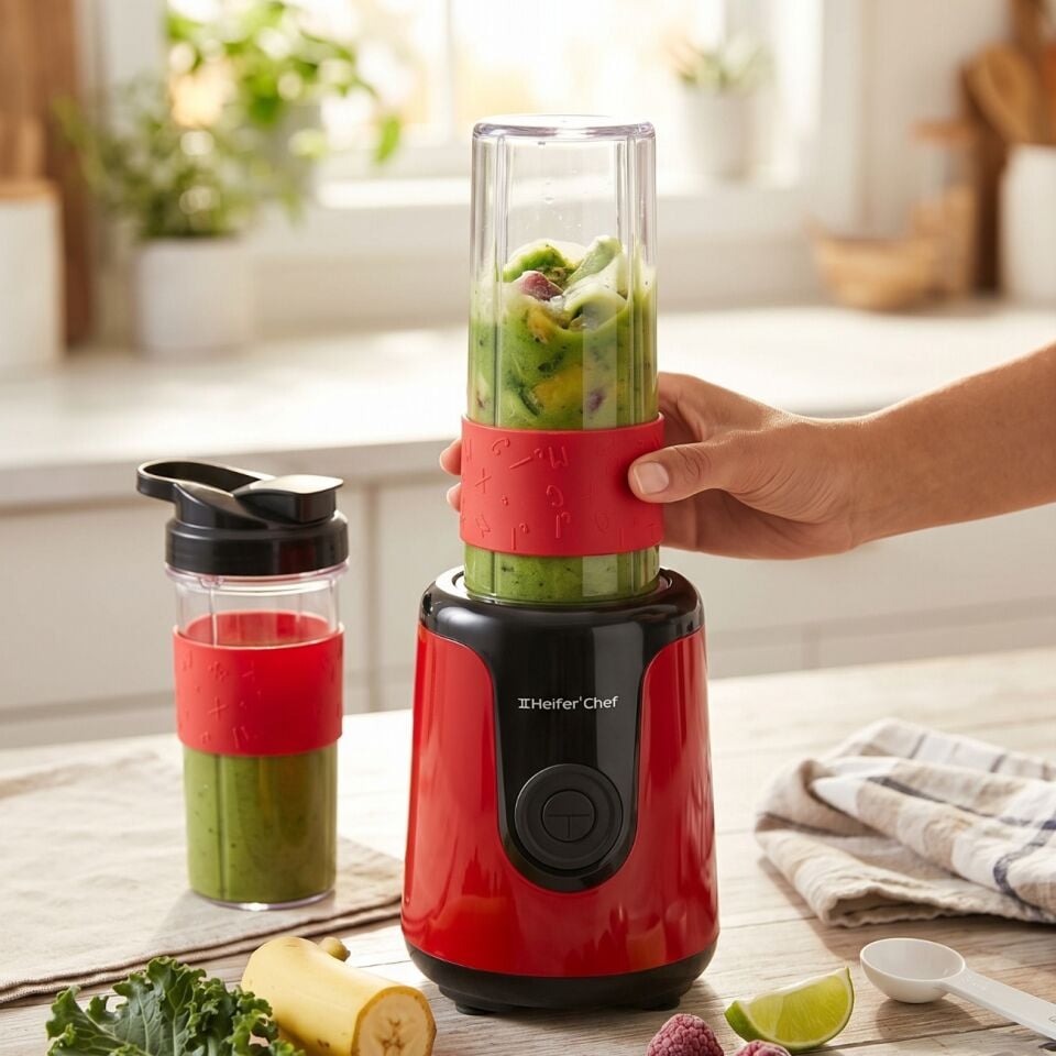 Chef's SmoothMix Personal Blender-550W, 600 ml + 400 ml Taşınabilir Şişeli, Buz Kırıcı Paslanmaz Çelik Bıçaklı